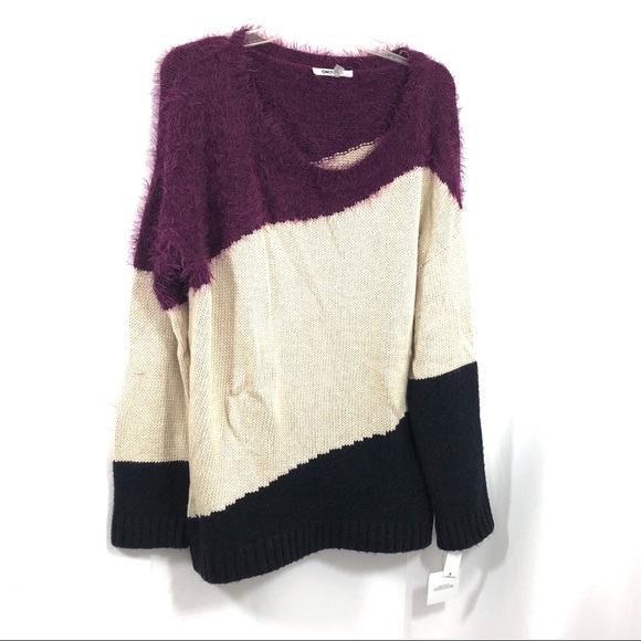 DKNYC Eyelash Tri-colored Sweater Size L S56 - Picture 2 of 3